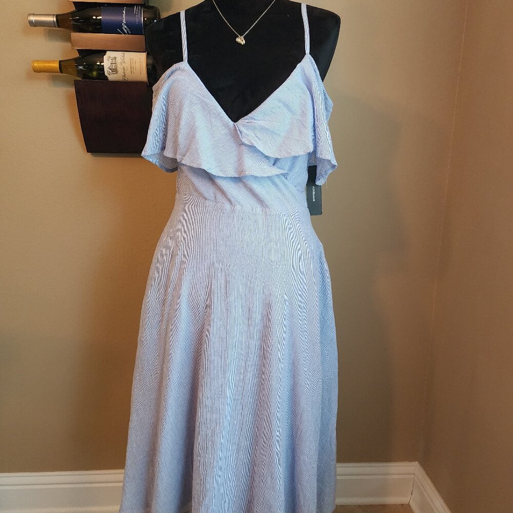 NWT Lulus Yacht Rock Blue&White Striped Midi Dress- M